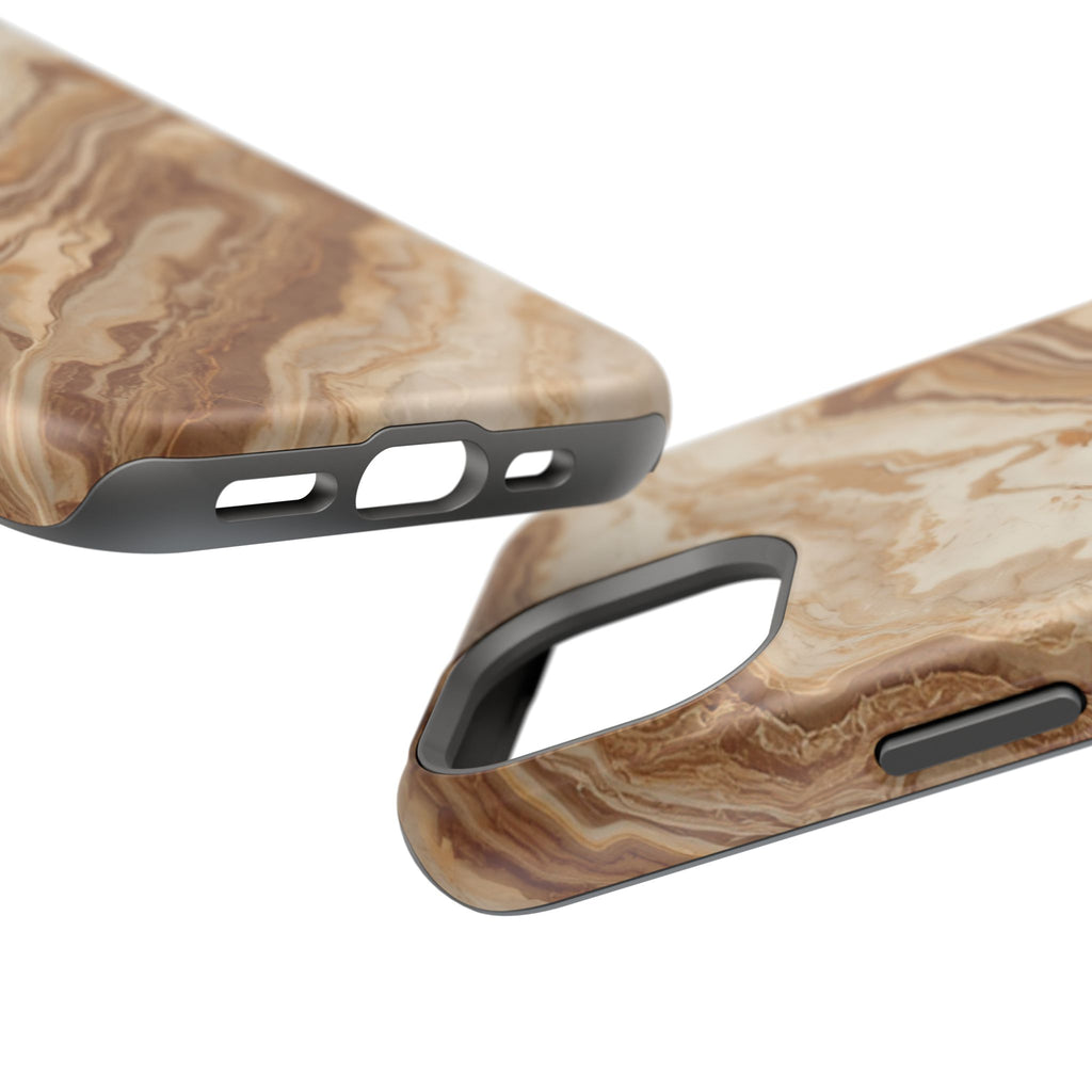 Magnetic Impact-Resistant Phone Case — Brown Marble Protective Cover
