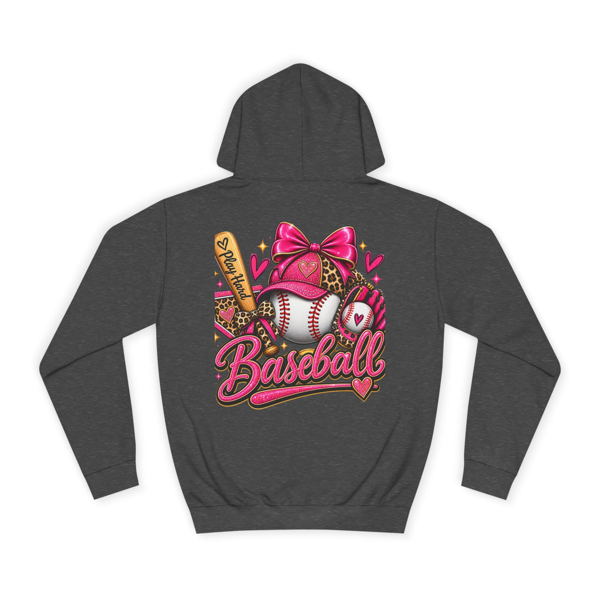 Baseball Hoodie – Cute Pink Bow Softball Fan Pullover