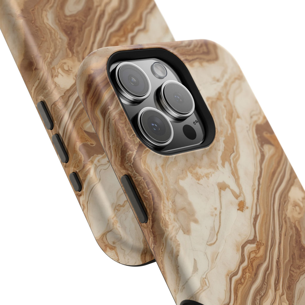 Magnetic Impact-Resistant Phone Case — Brown Marble Protective Cover