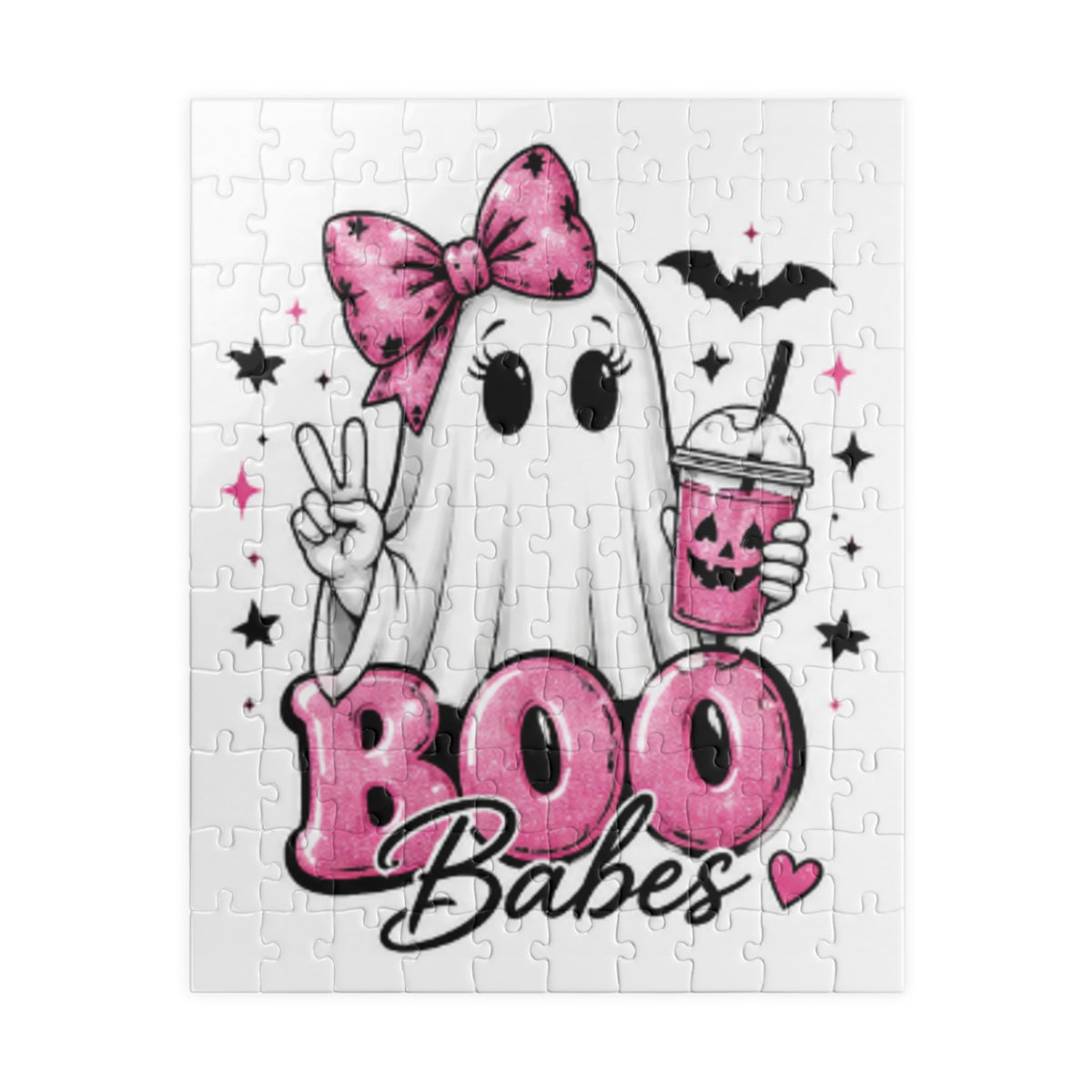 Boo Babes Halloween Puzzle — Cute Ghost with Pink Bow (110–1014 pcs)