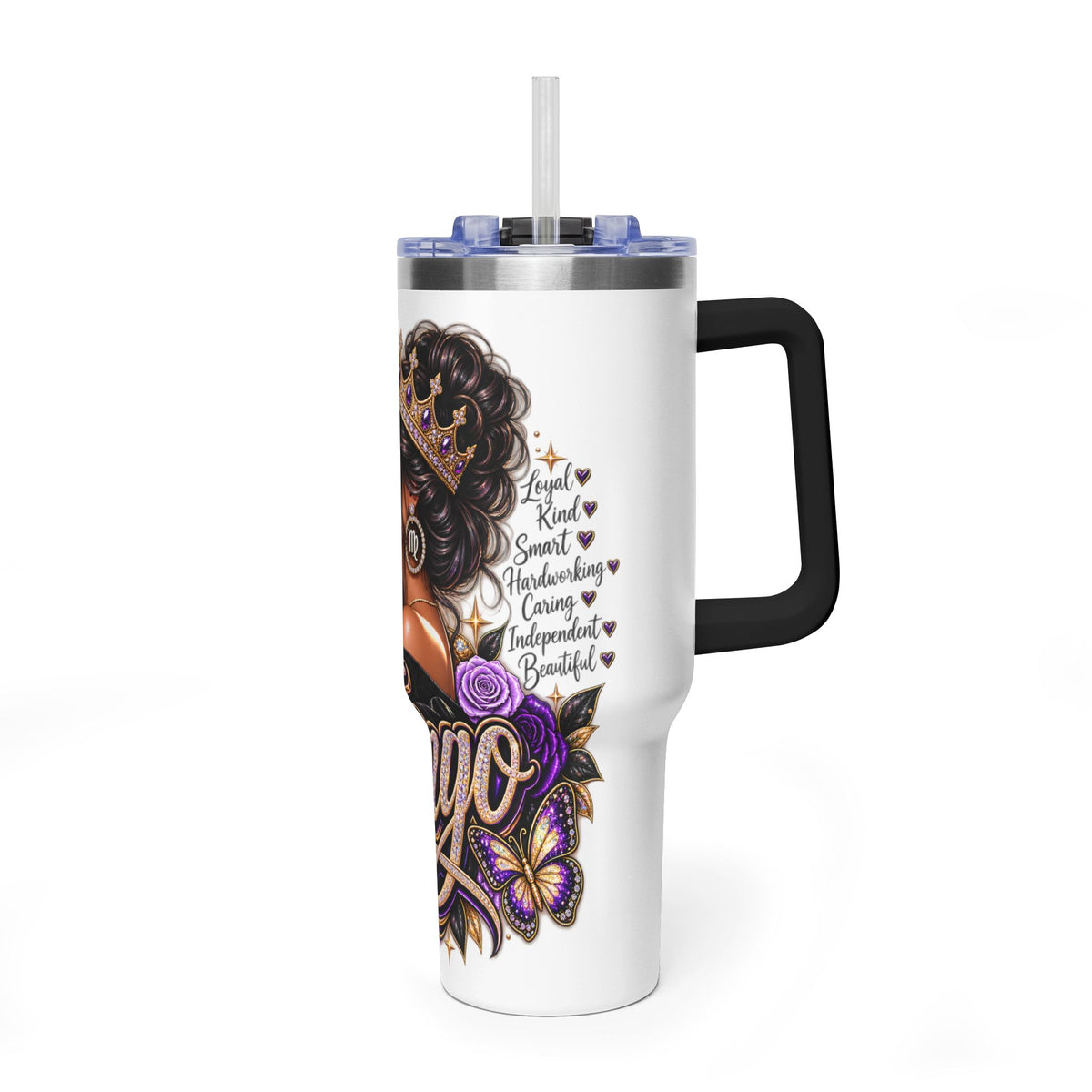 Virgo Zodiac 40oz Thermal Tumbler - Queen Virgo Astrology Travel Mug