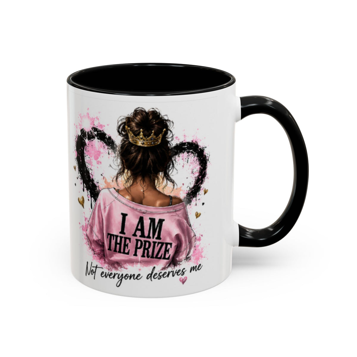 Accent Coffee Mug — "I Am The Prize" Floral Heart Design (11/15oz)