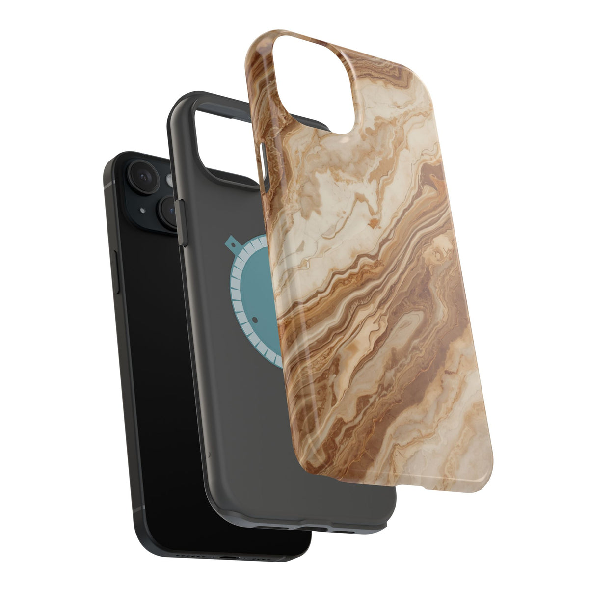 Magnetic Impact-Resistant Phone Case — Brown Marble Protective Cover