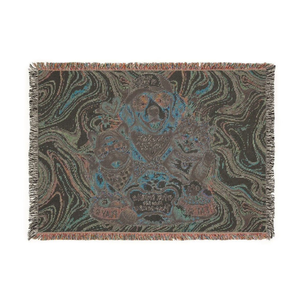 Psychedelic Pet Portrait Woven Blanket — Dog & Cats Floral Tapestry Throw