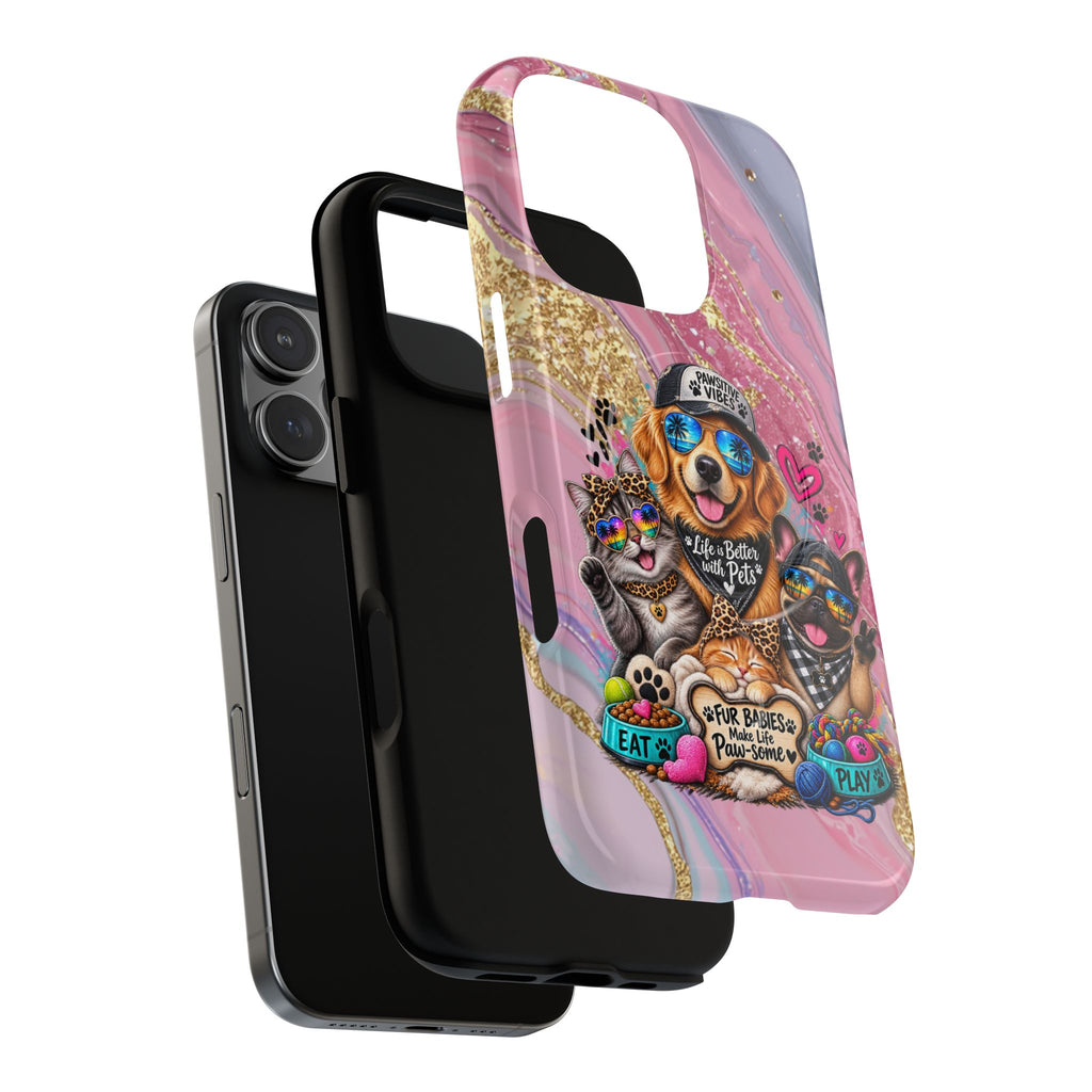 Tough Magnetic Case — Colorful ‘Life Is Better With Pets’ Dog & Cat Phone Cover
