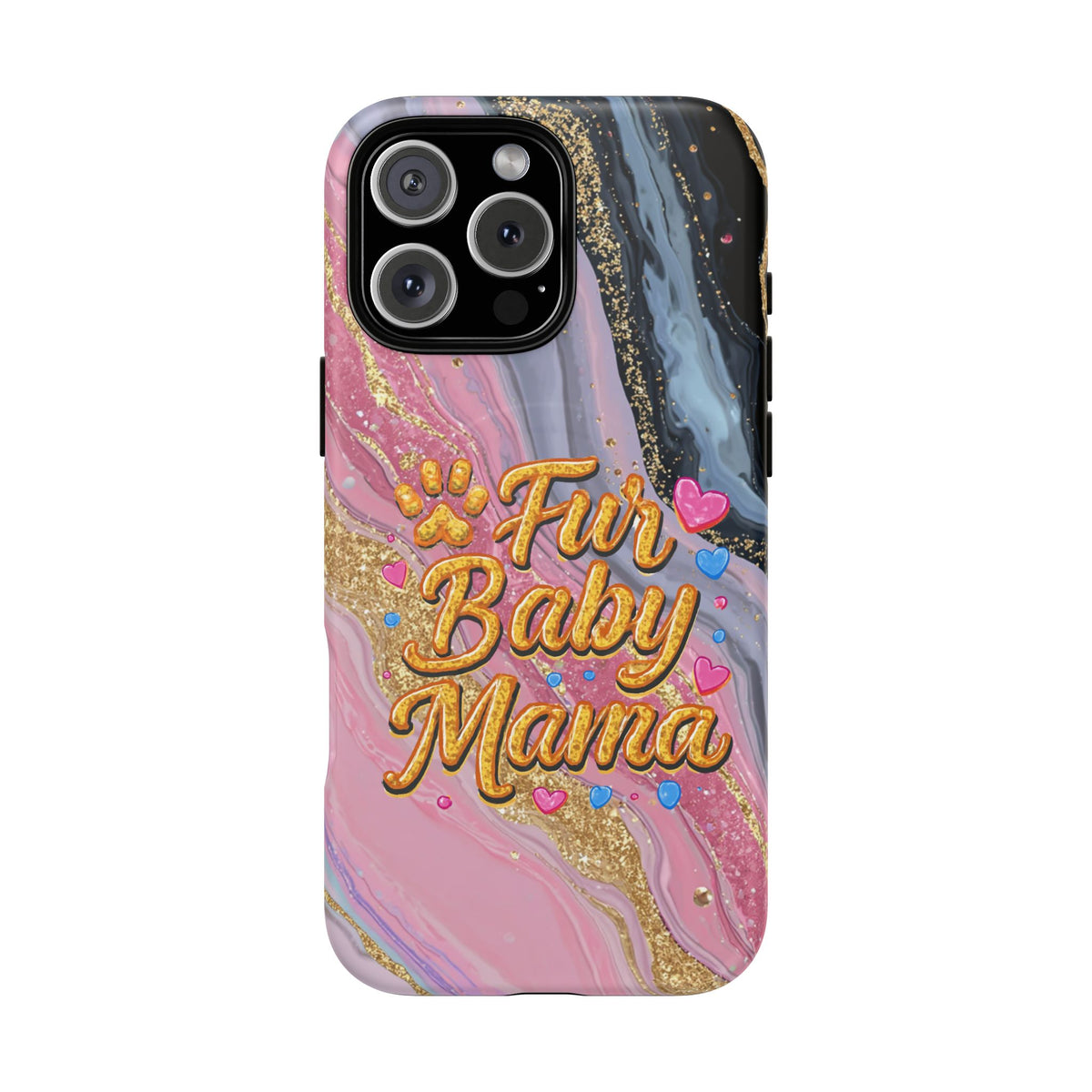 Phone Case — “Fur Baby Mama” Pink Marble Tough Magnetic Case