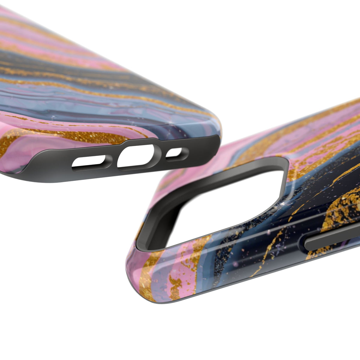 Marbled Pink & Gold Magnetic Phone Case — Impact-Resistant Protective Cover