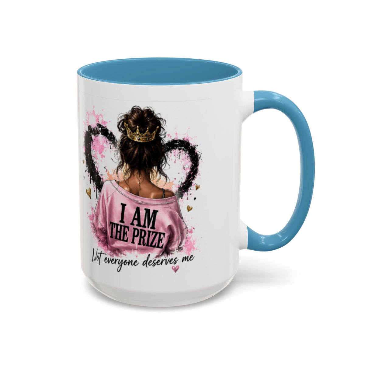 Accent Coffee Mug — "I Am The Prize" Floral Heart Design (11/15oz)