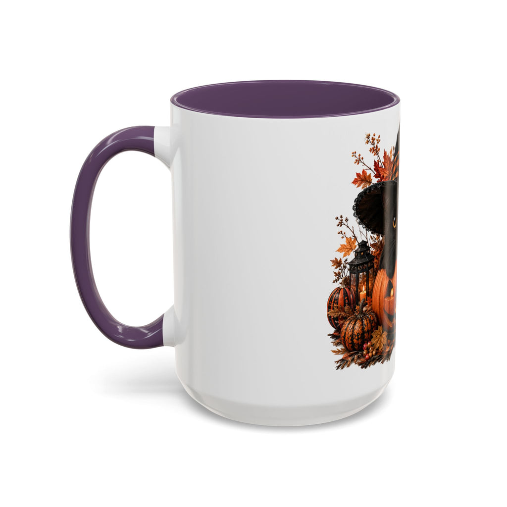 Halloween Black Cat Pumpkin Coffee Mug – Autumn Witch Hat Accent Mug (11/15oz)