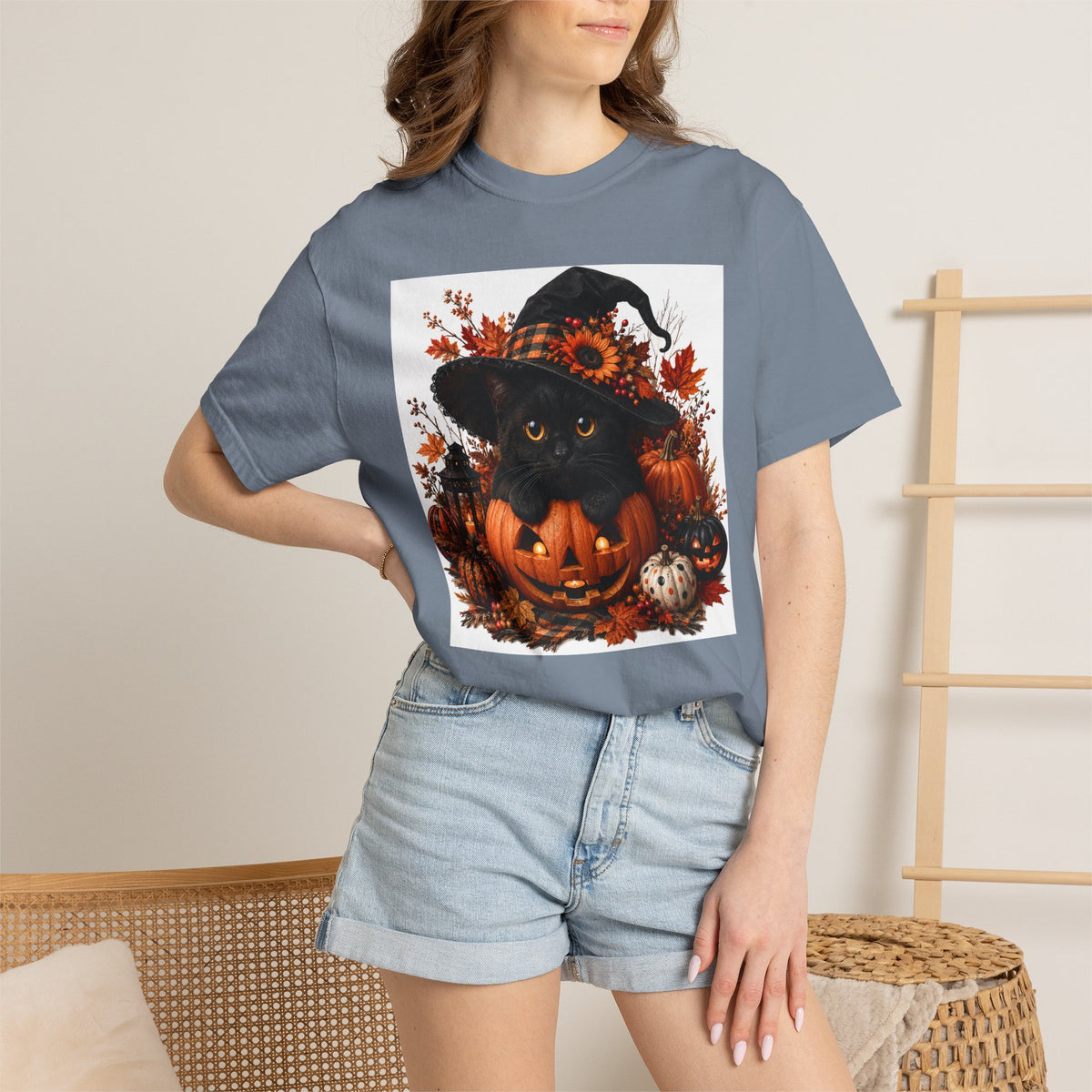 Halloween Black Cat Pumpkin T-Shirt
