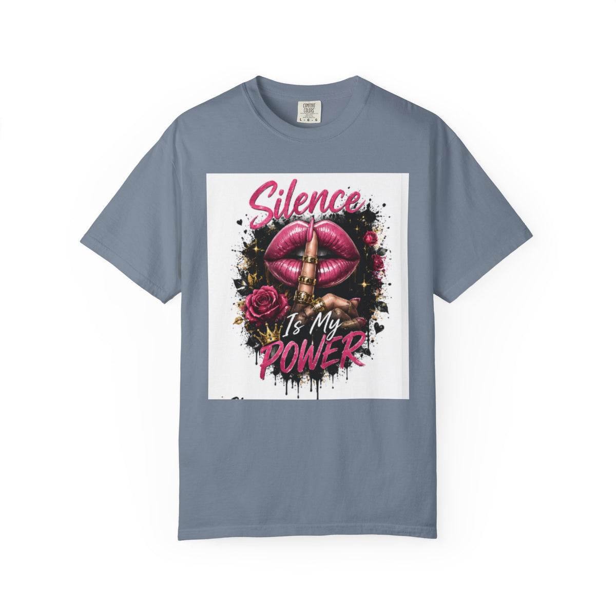 Silence Is My Power T-Shirt — Graphic Lip & Rose Statement Tee