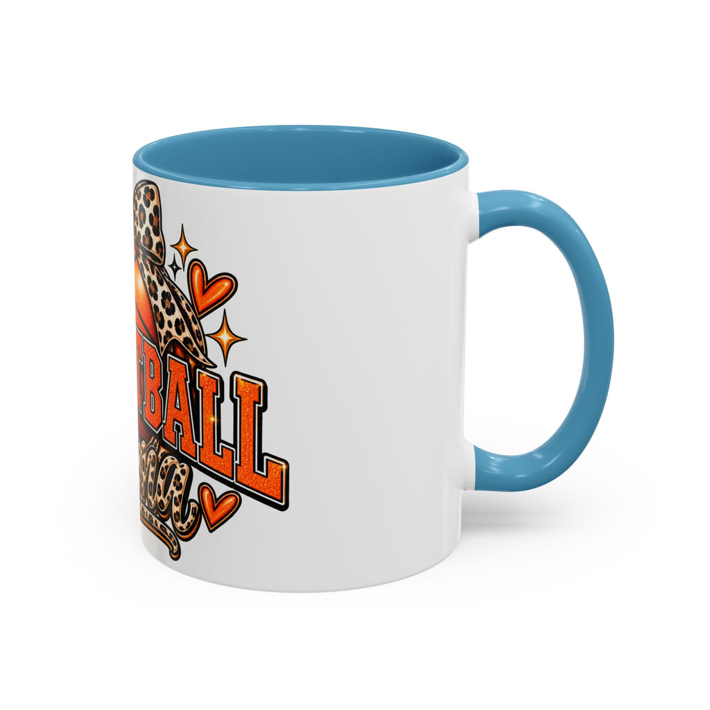 Basketball Mama Accent Coffee Mug – Leopard Bow Basketball Mom Gift (11/15oz)