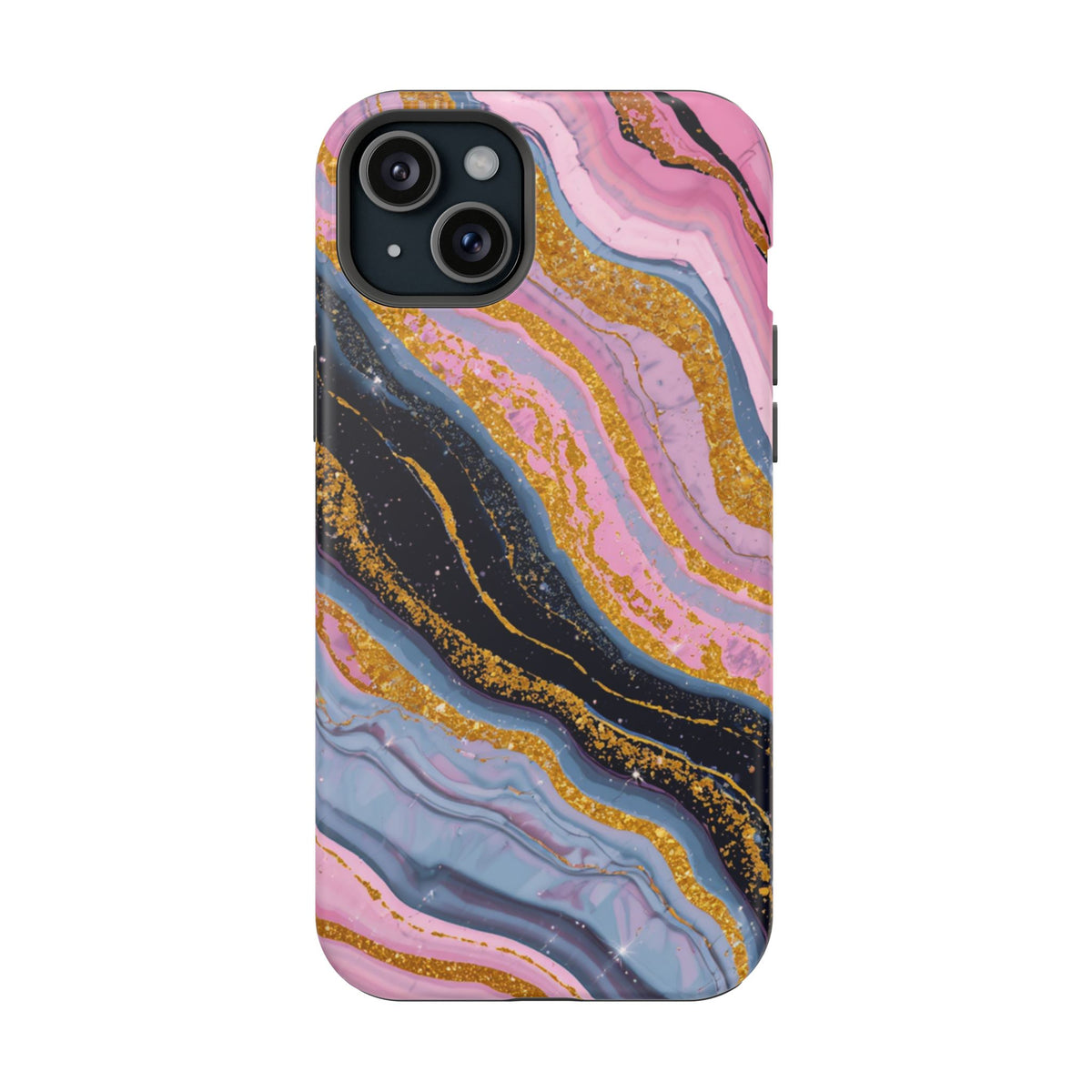 Marbled Pink & Gold Magnetic Phone Case — Impact-Resistant Protective Cover