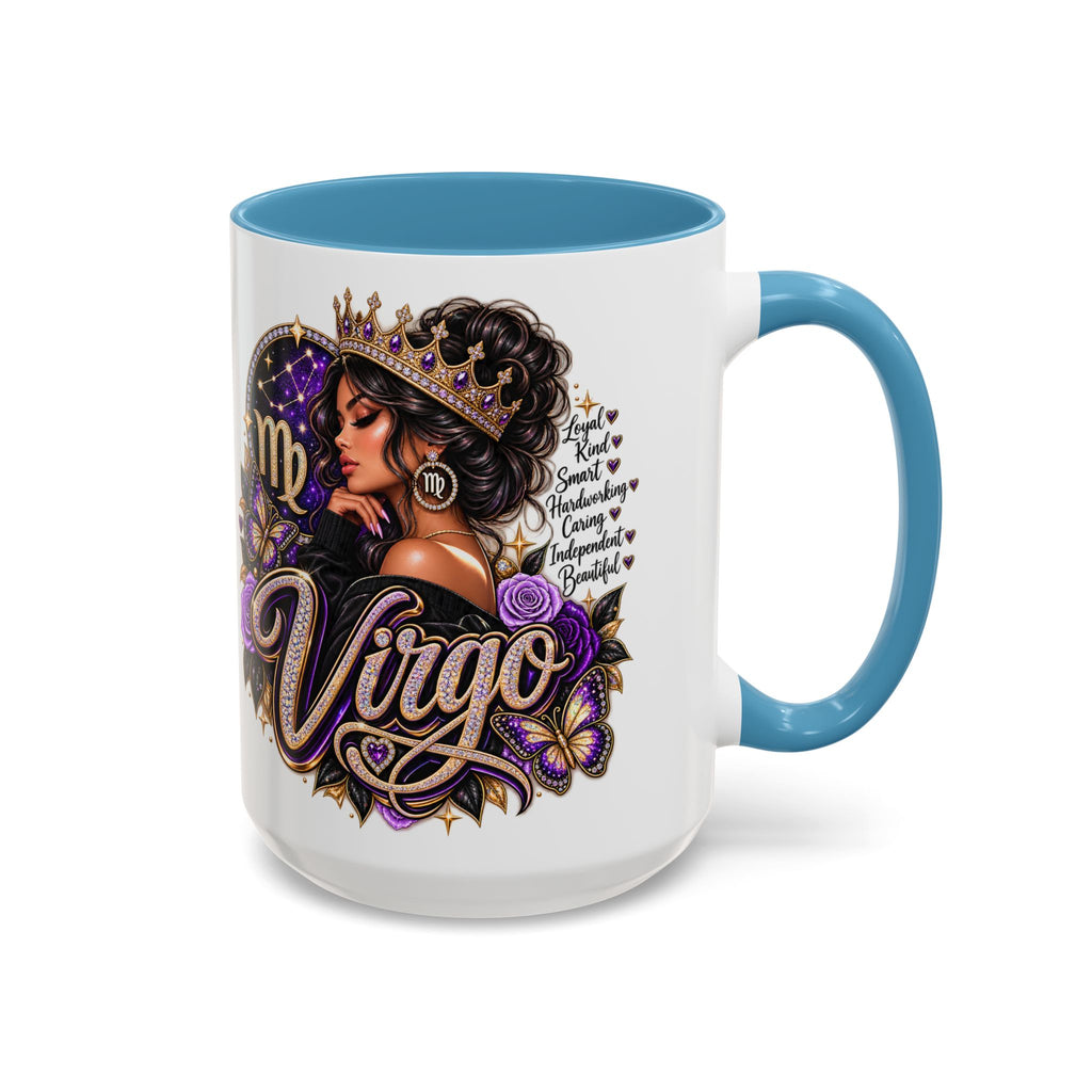 Virgo Zodiac Accent Coffee Mug — Purple Crowned Virgo Astrology Gift (11/15oz)