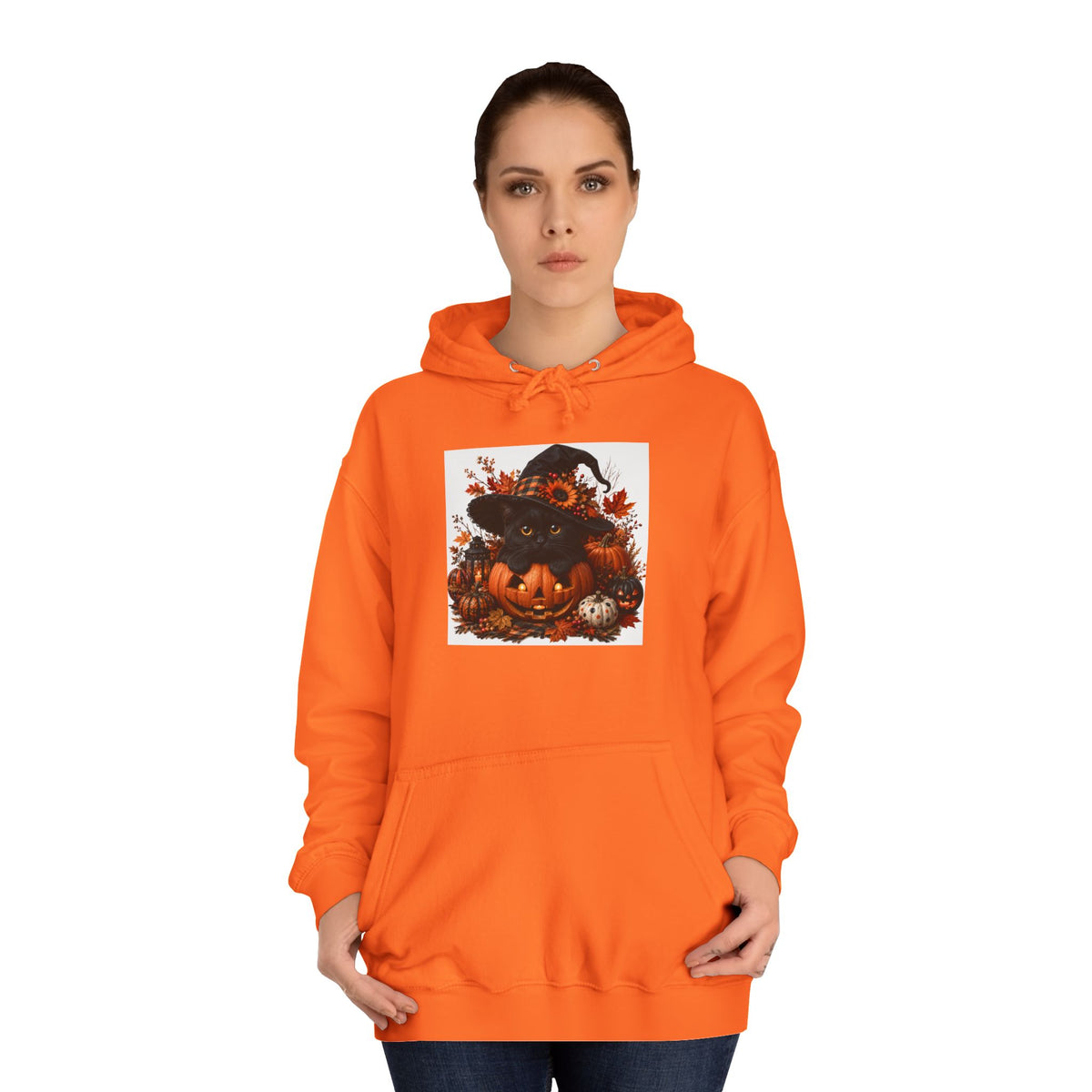 Halloween Pumpkin Witch Hoodie — Cute Spooky Fall College Sweatshirt