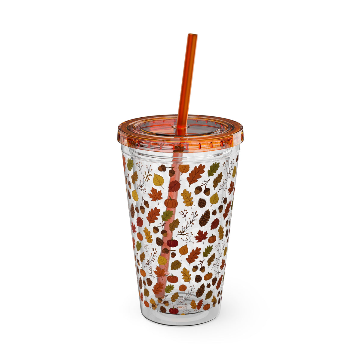 Autumn Leaves 16oz Tumbler with Straw – Fall Floral Insulated Cup