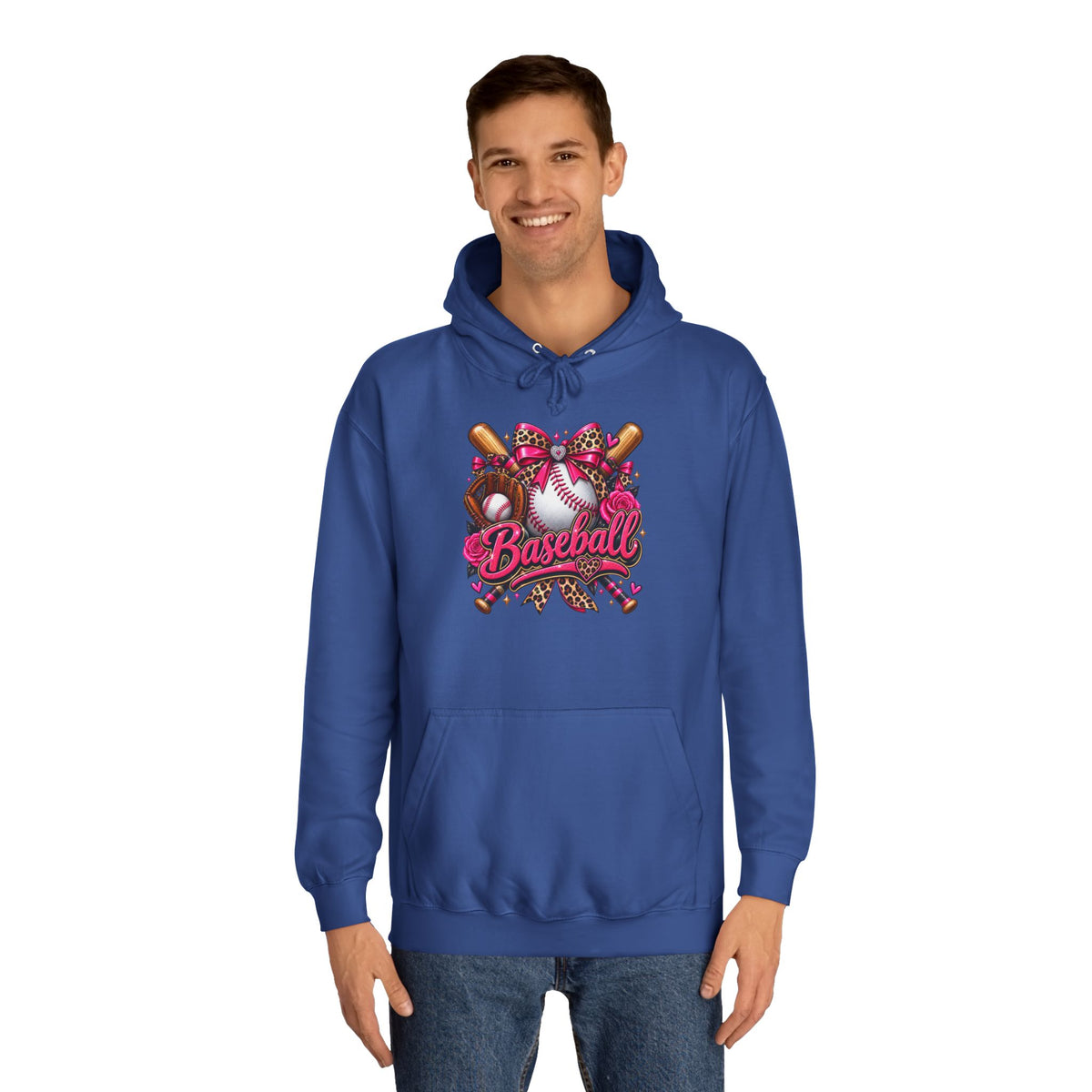 Baseball Heart Graphic Hoodie – Pink Softball/Baseball Team Pullover
