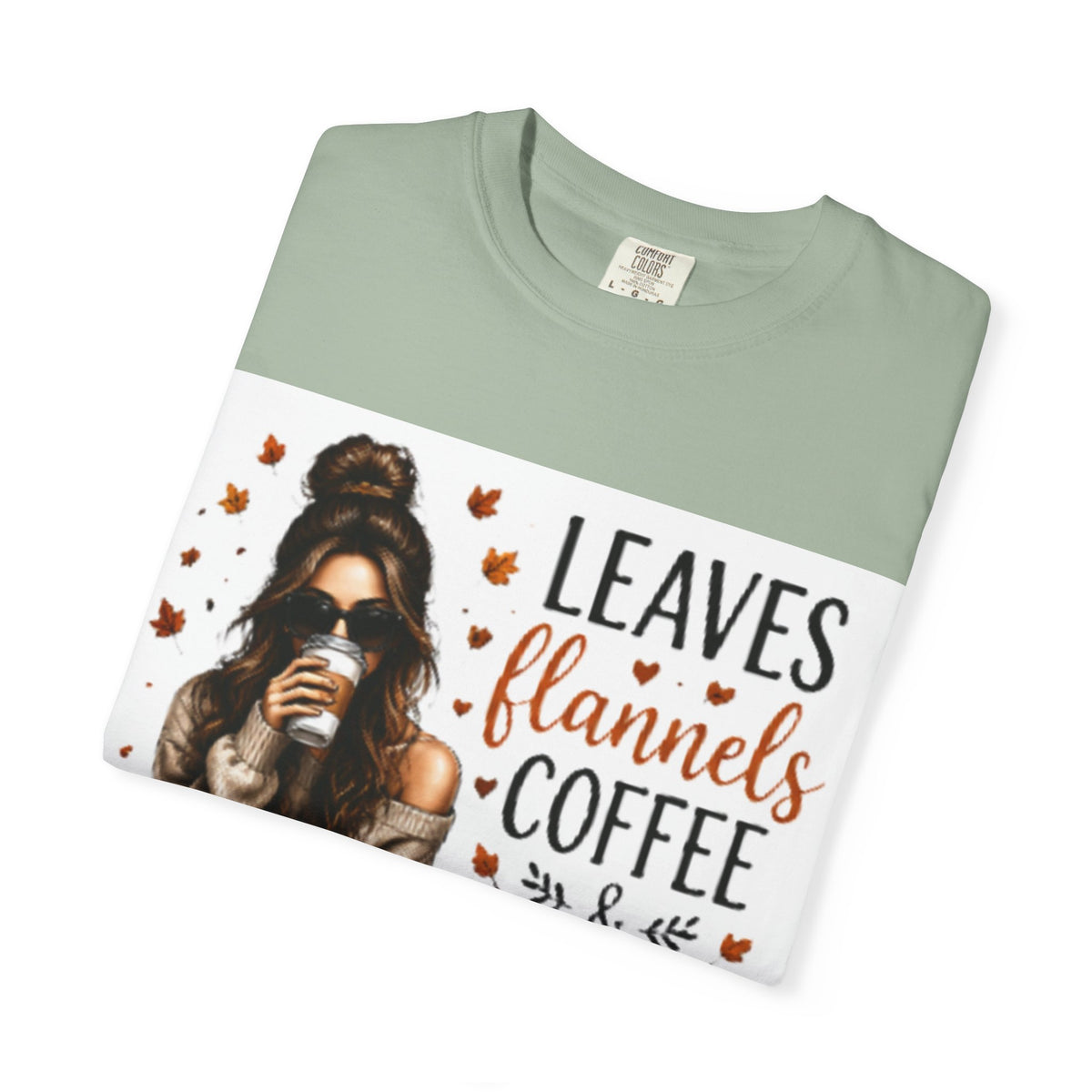 Fall Vibes Tee – "Leaves Flannels Coffee & Fall Vibes" Graphic T-Shirt