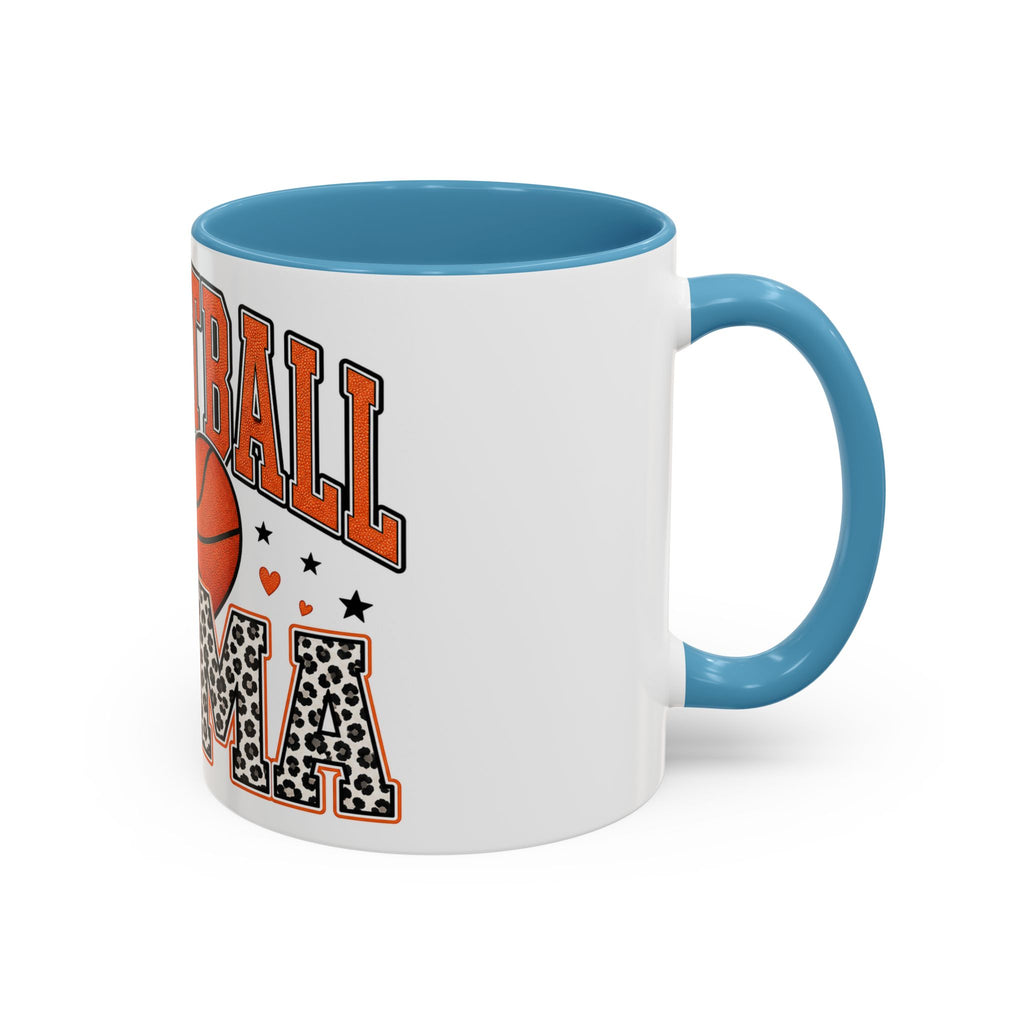 Basketball Mama Accent Coffee Mug – Leopard Print Hoop Mom Gift (11/15oz)