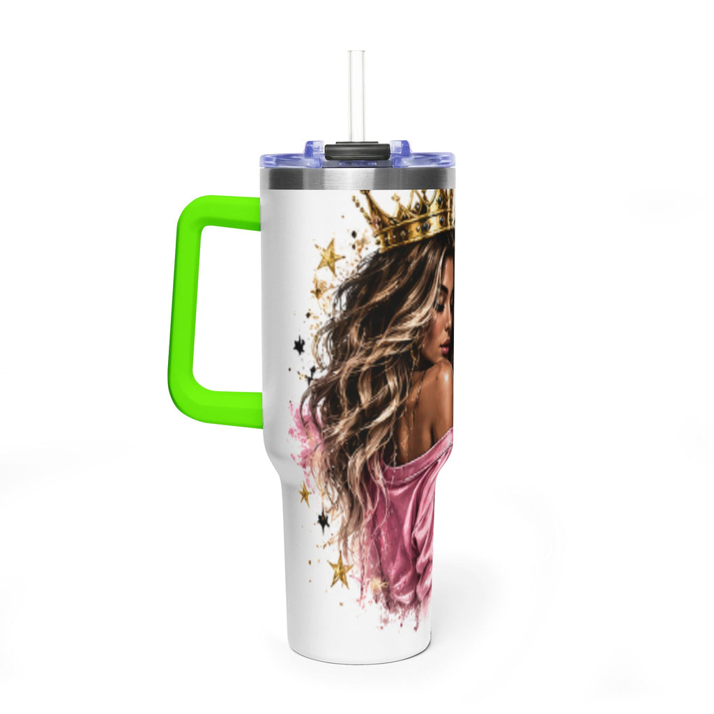40oz Vacuum Tumbler - Glam Queen Crowned Girl Design (She Remembered Who She Was)