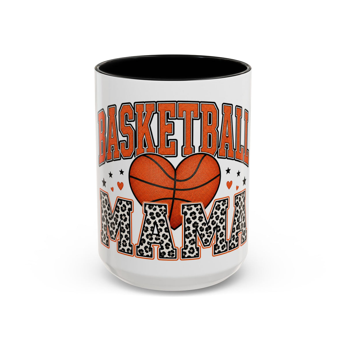 Basketball Mama Accent Coffee Mug – Leopard Print Hoop Mom Gift (11/15oz)