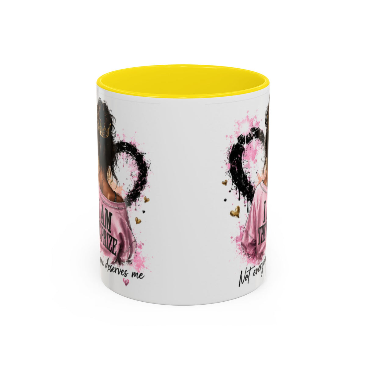 Accent Coffee Mug — "I Am The Prize" Floral Heart Design (11/15oz)