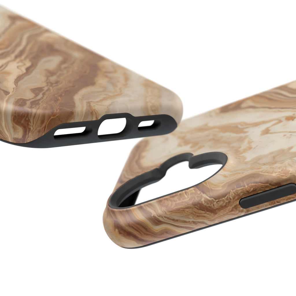 Magnetic Impact-Resistant Phone Case — Brown Marble Protective Cover