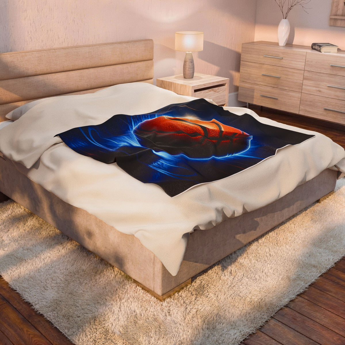 Basketball Glow Velveteen Plush Blanket — Soft Sports Throw for Fans & Players