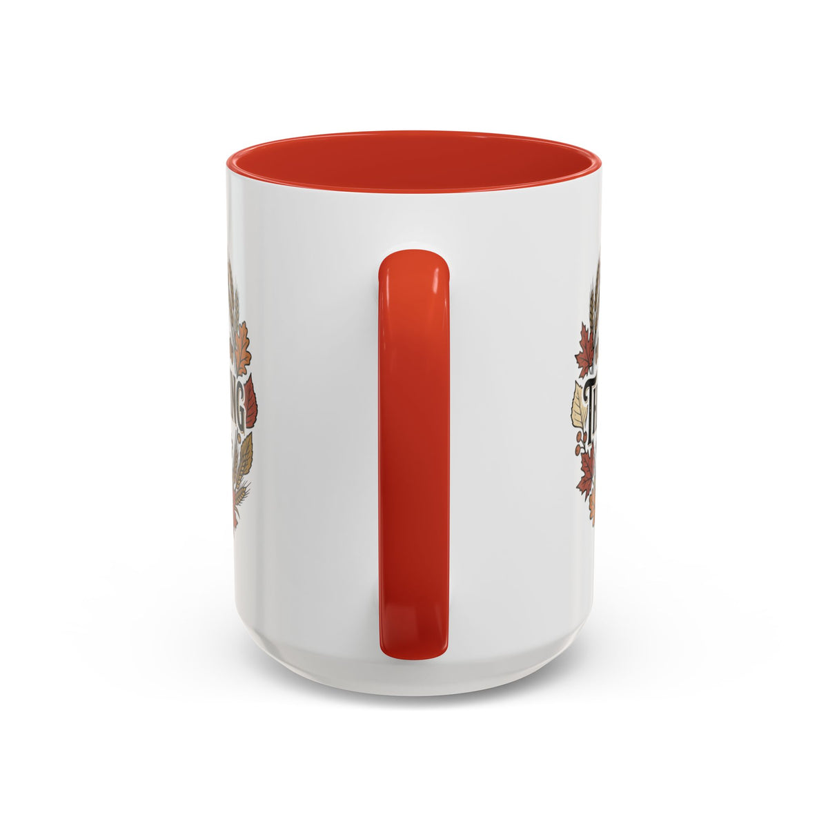 Happy Thanksgiving Accent Coffee Mug — "Harvest Blessings" Fall Pumpkin Wreath (11/15 oz)