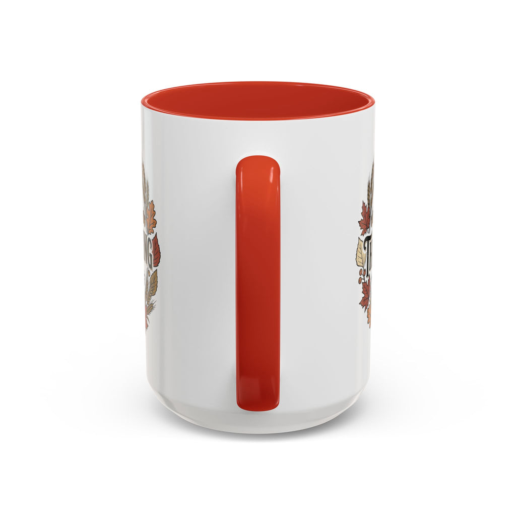Happy Thanksgiving Accent Coffee Mug — "Harvest Blessings" Fall Pumpkin Wreath (11/15 oz)