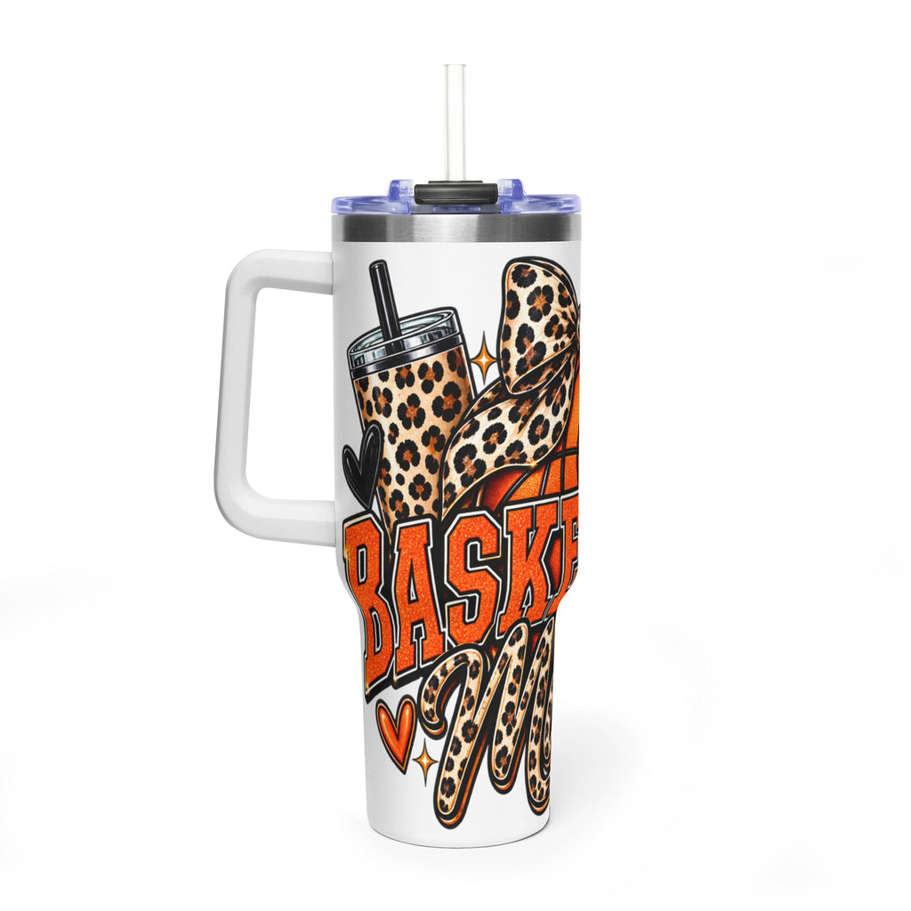 Basketball Mom Leopard Bow 40oz Vacuum Tumbler