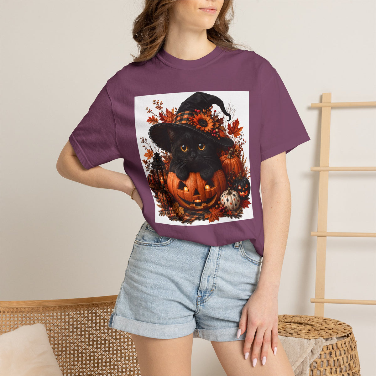 Halloween Black Cat Pumpkin T-Shirt