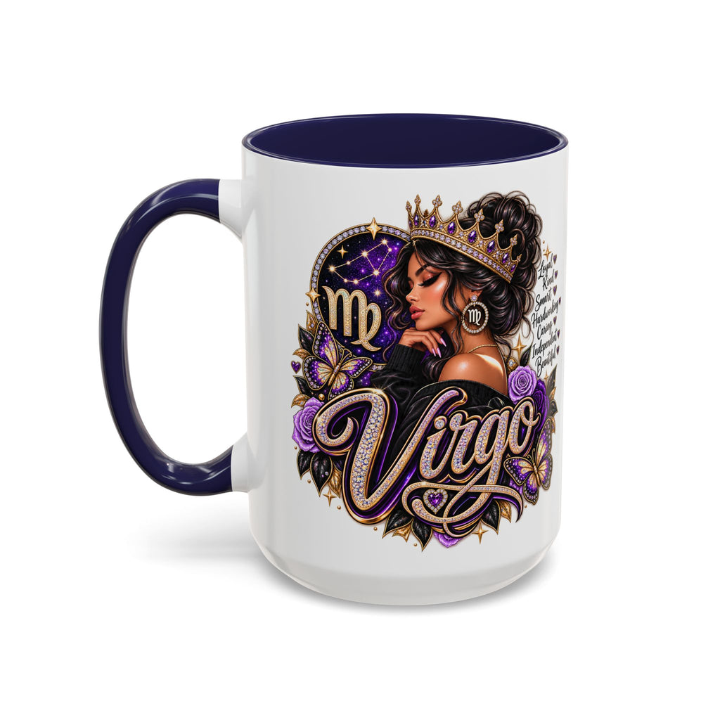 Virgo Zodiac Accent Coffee Mug — Purple Crowned Virgo Astrology Gift (11/15oz)