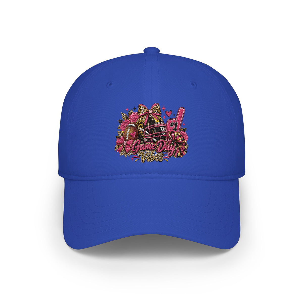 Red Floral Rhinestone Guitar Cap — Low Profile Baseball Hat for Music Lovers