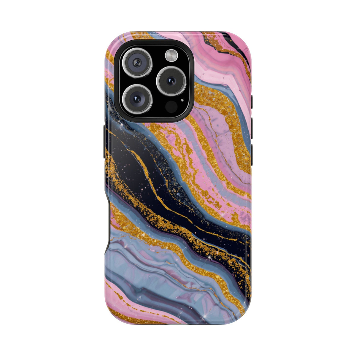 Marbled Pink & Gold Magnetic Phone Case — Impact-Resistant Protective Cover