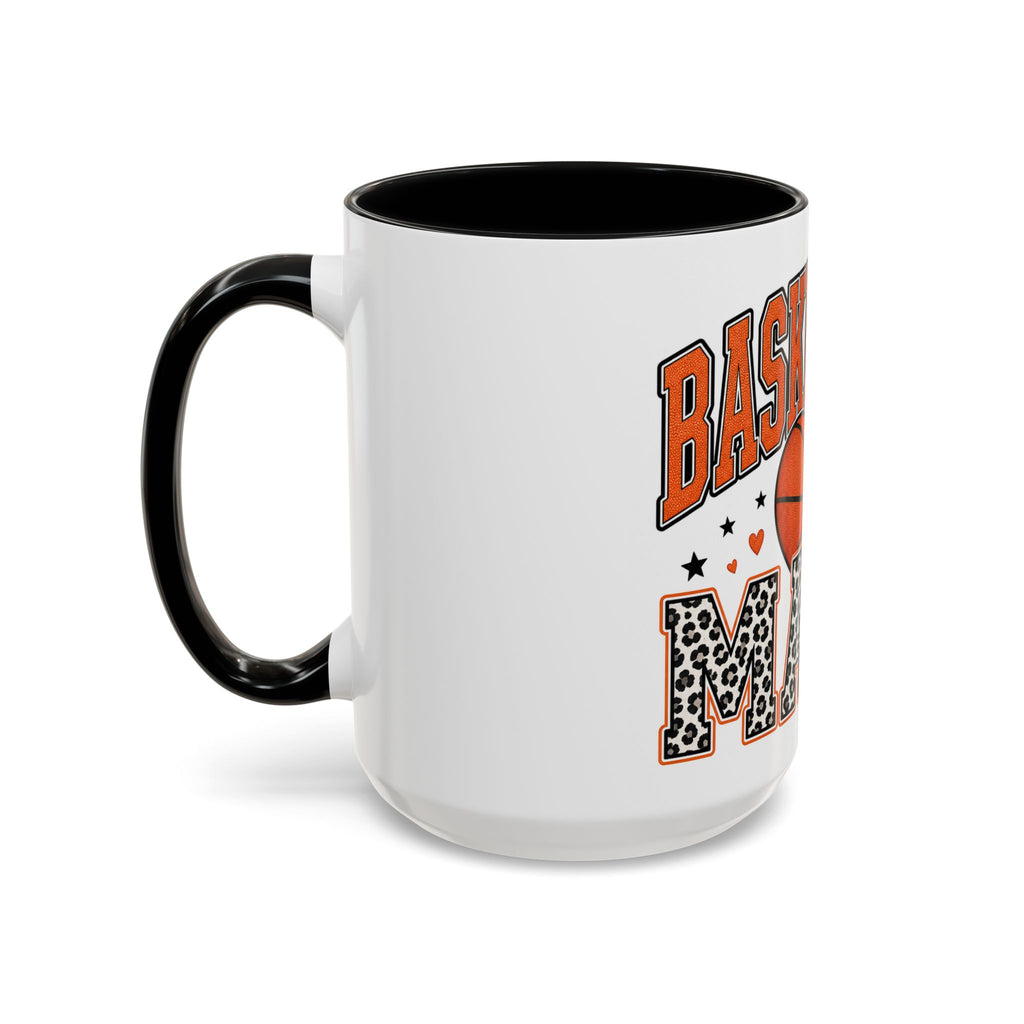 Basketball Mama Accent Coffee Mug – Leopard Print Hoop Mom Gift (11/15oz)
