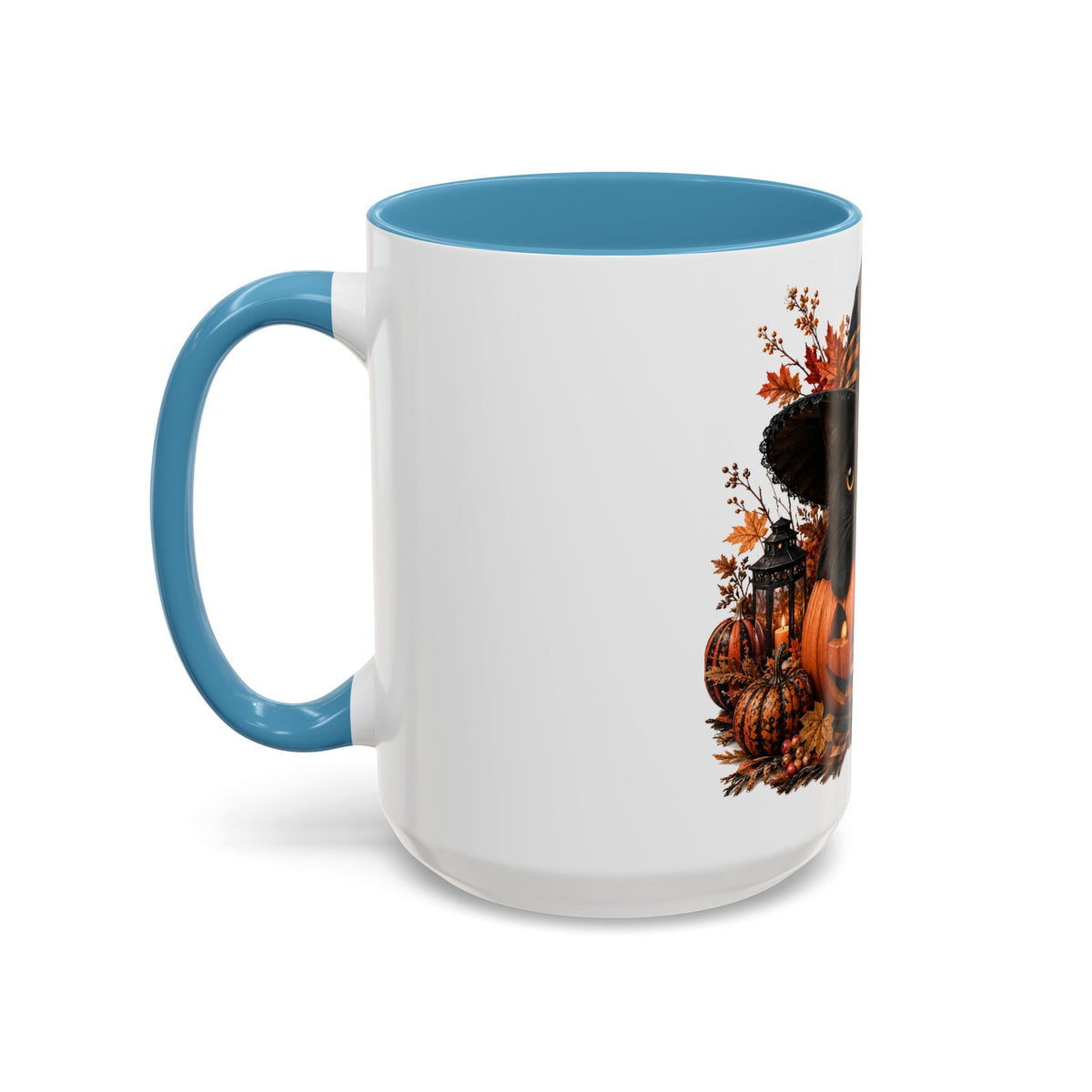 Halloween Black Cat Pumpkin Coffee Mug – Autumn Witch Hat Accent Mug (11/15oz)