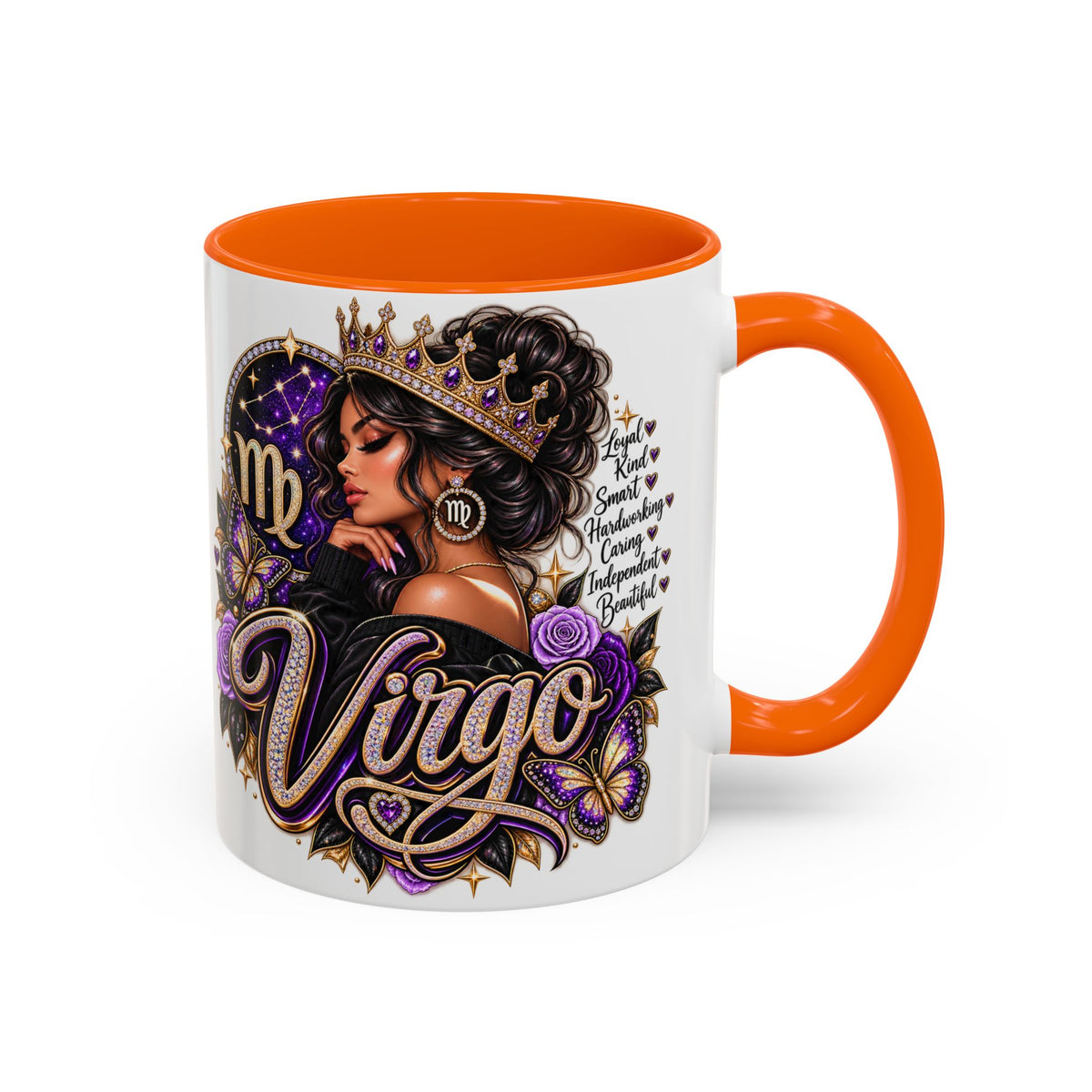 Virgo Zodiac Accent Coffee Mug — Purple Crowned Virgo Astrology Gift (11/15oz)