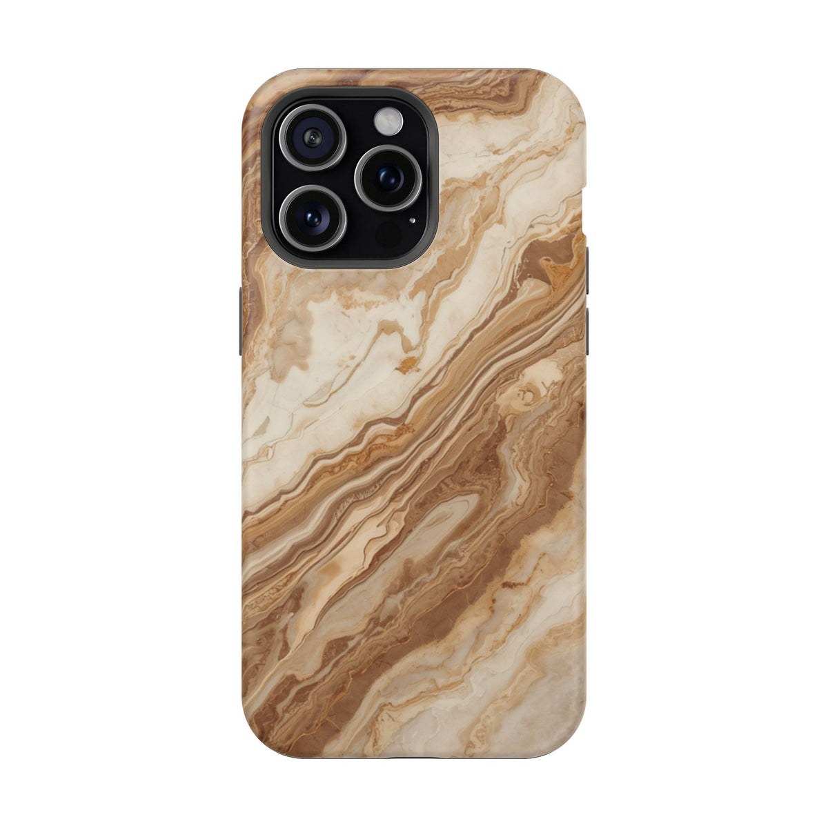 Magnetic Impact-Resistant Phone Case — Brown Marble Protective Cover
