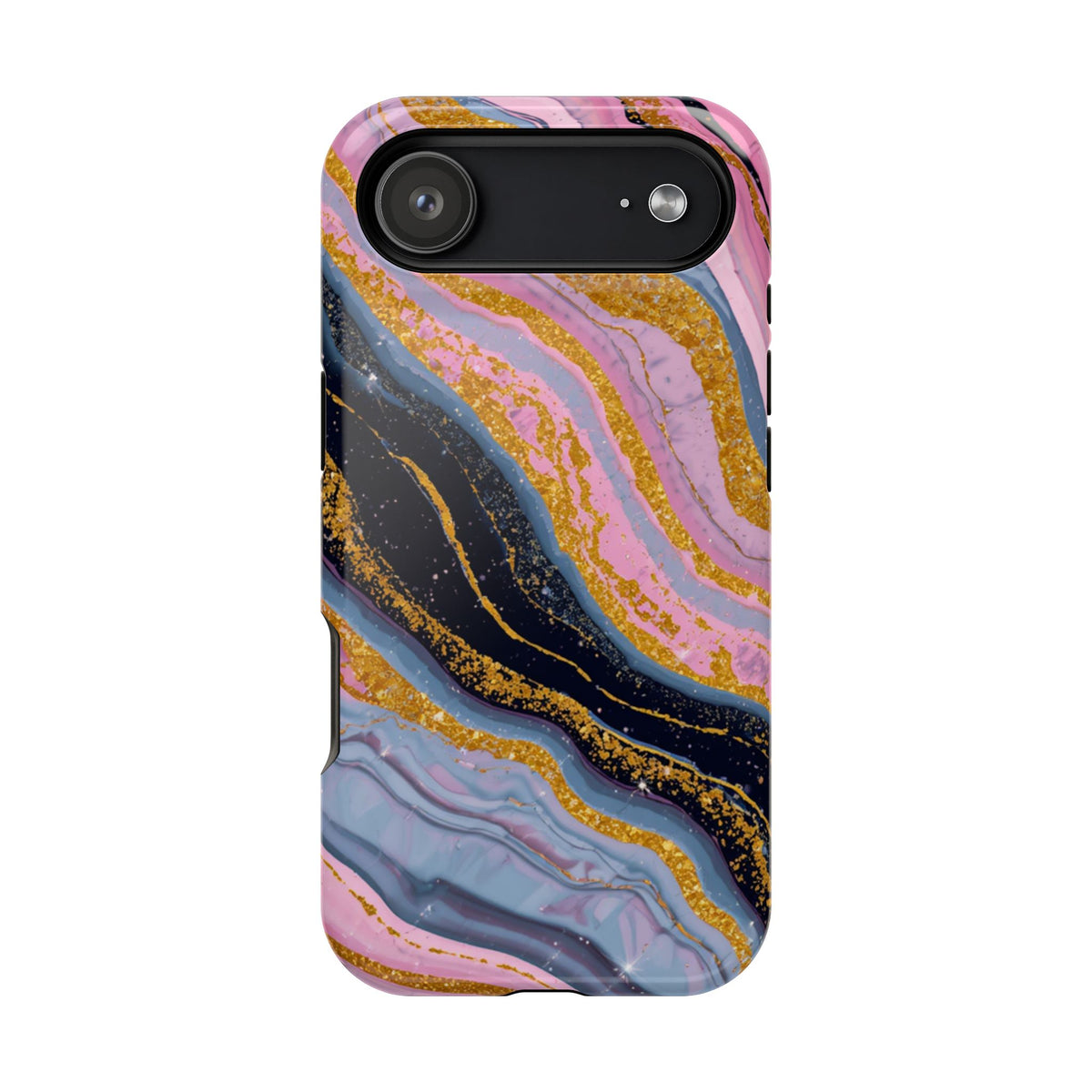 Marbled Pink & Gold Magnetic Phone Case — Impact-Resistant Protective Cover