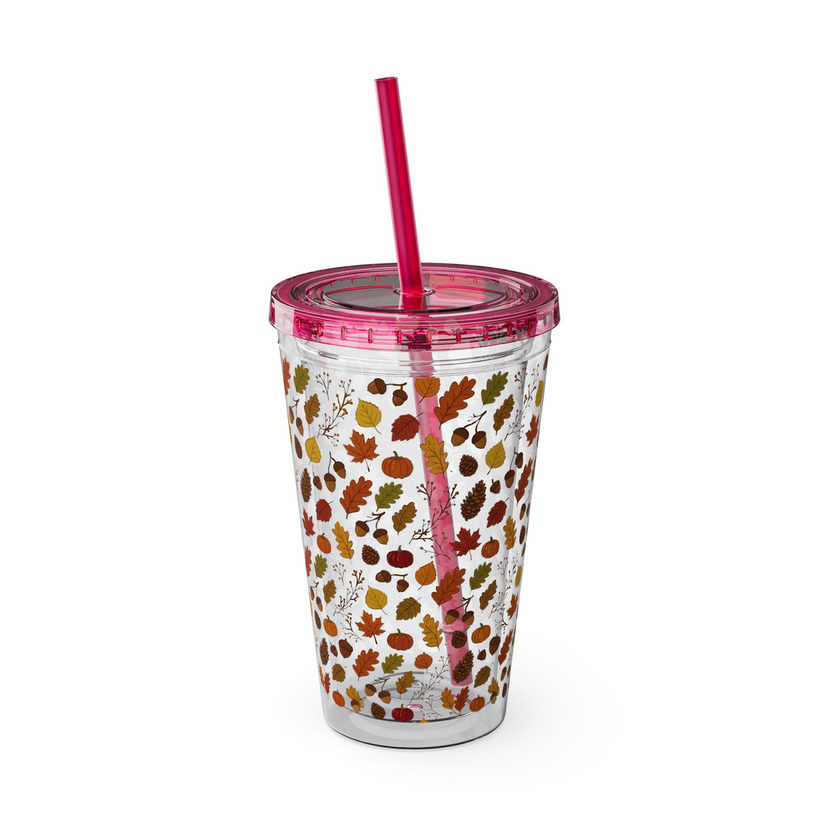 Autumn Leaves 16oz Tumbler with Straw – Fall Floral Insulated Cup