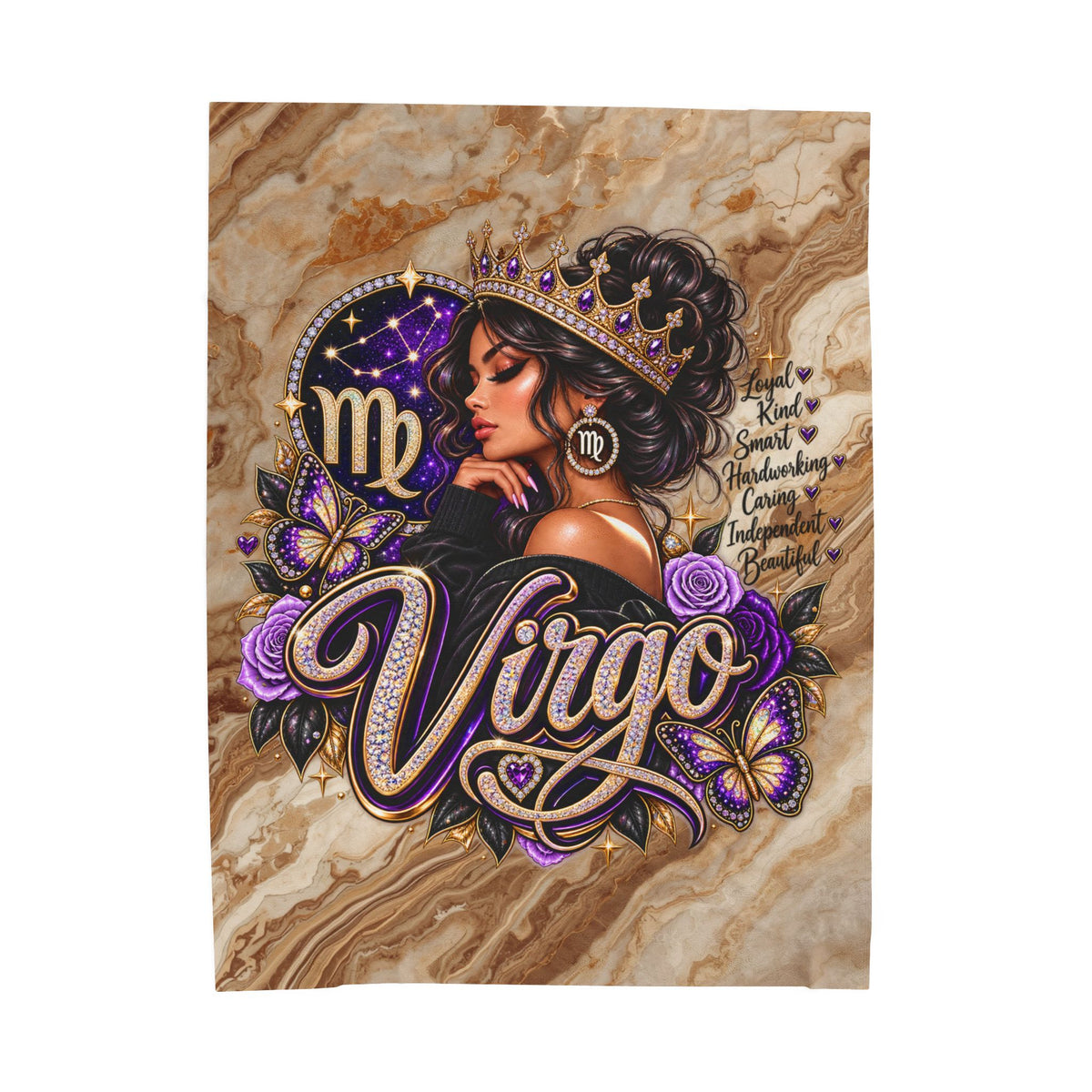 Virgo Zodiac Velveteen Plush Blanket — Astrology Sign Gift with 'Virgo' Script