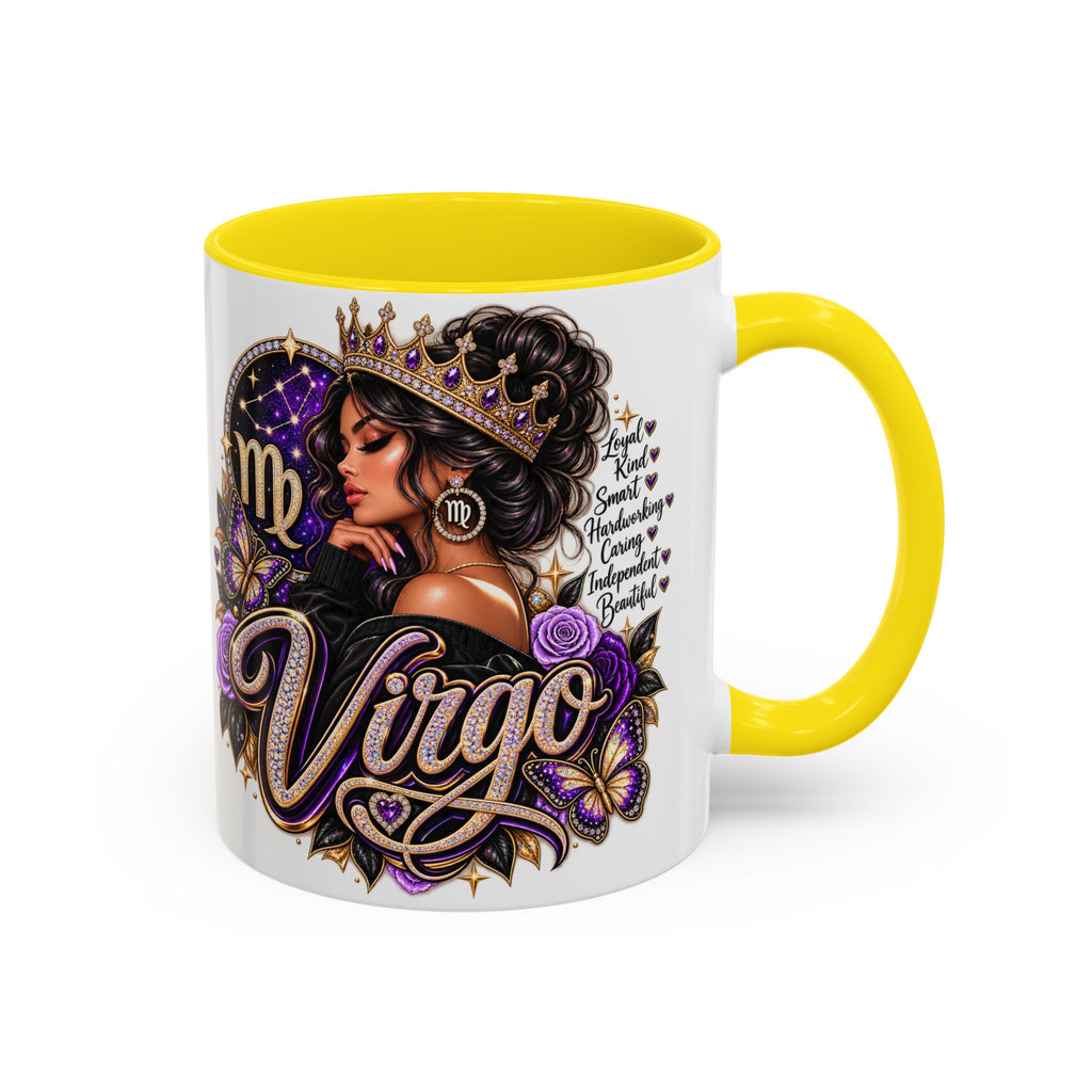 Virgo Zodiac Accent Coffee Mug — Purple Crowned Virgo Astrology Gift (11/15oz)