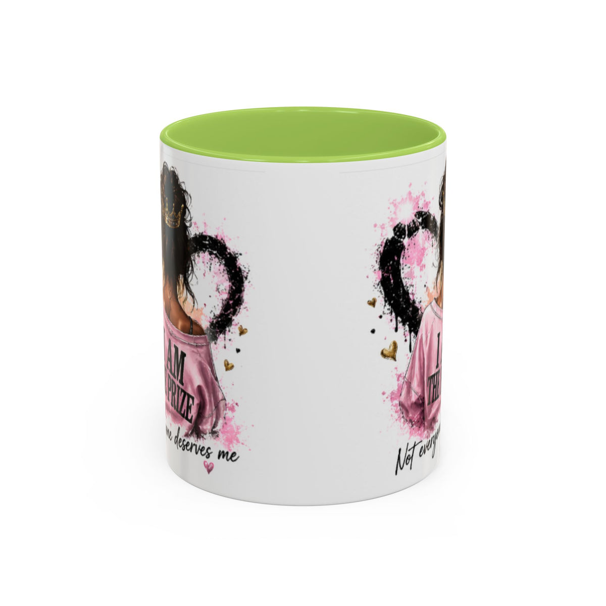 Accent Coffee Mug — "I Am The Prize" Floral Heart Design (11/15oz)