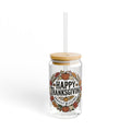 Happy Thanksgiving 16oz Sipper Glass - Harvest Blessings Pumpkin Fall Drink Tumbler with Straw