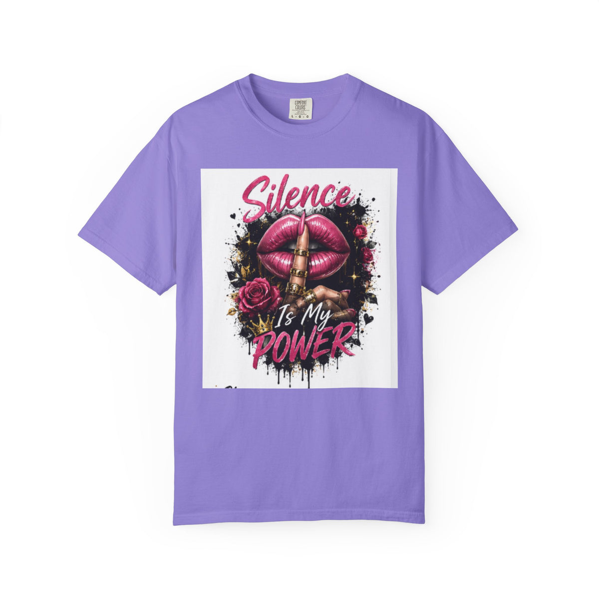 Silence Is My Power T-Shirt — Graphic Lip & Rose Statement Tee