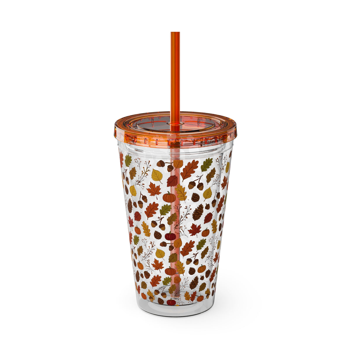 Autumn Leaves 16oz Tumbler with Straw – Fall Floral Insulated Cup