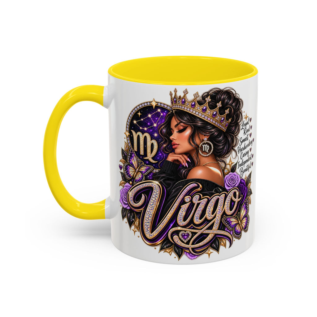 Virgo Zodiac Accent Coffee Mug — Purple Crowned Virgo Astrology Gift (11/15oz)