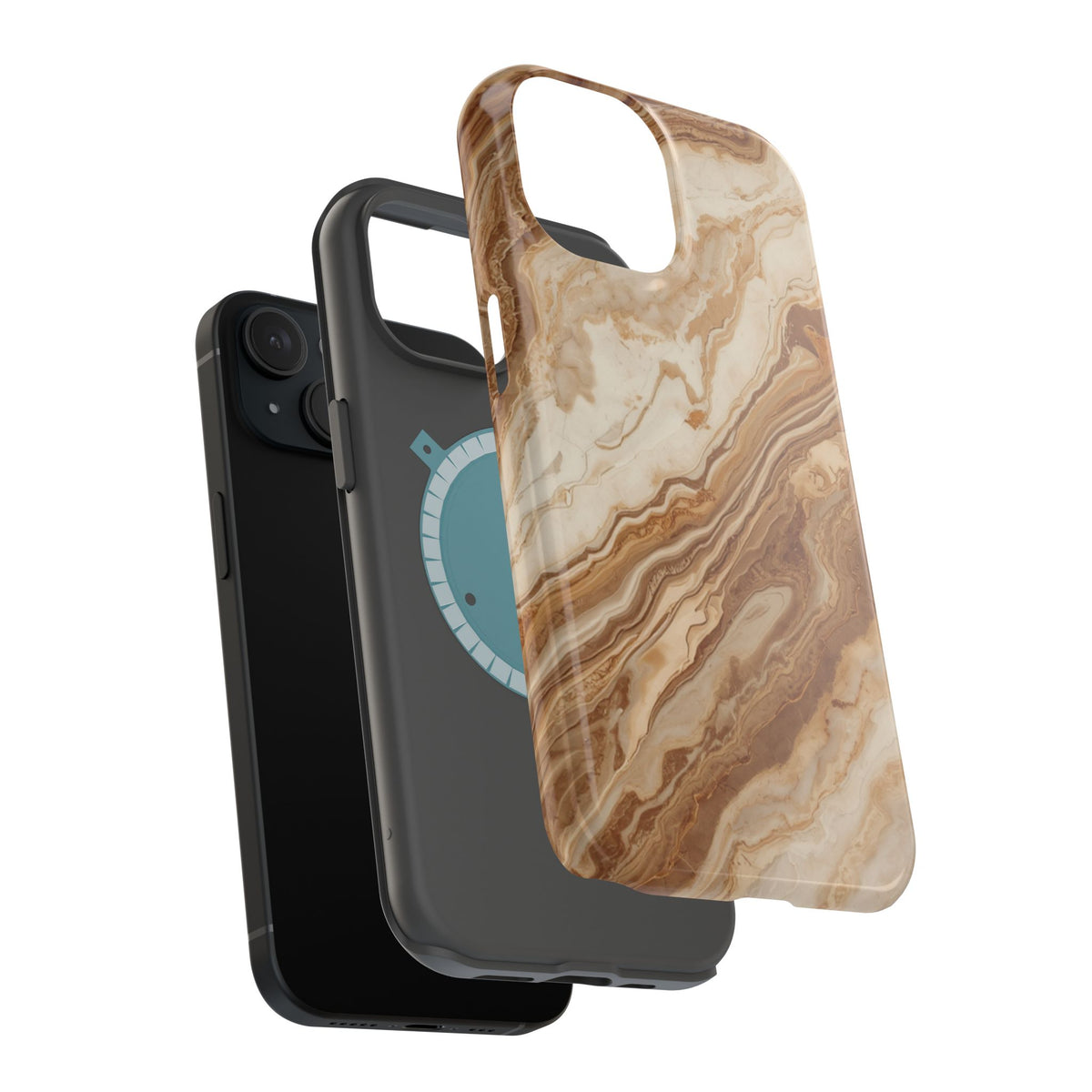 Magnetic Impact-Resistant Phone Case — Brown Marble Protective Cover