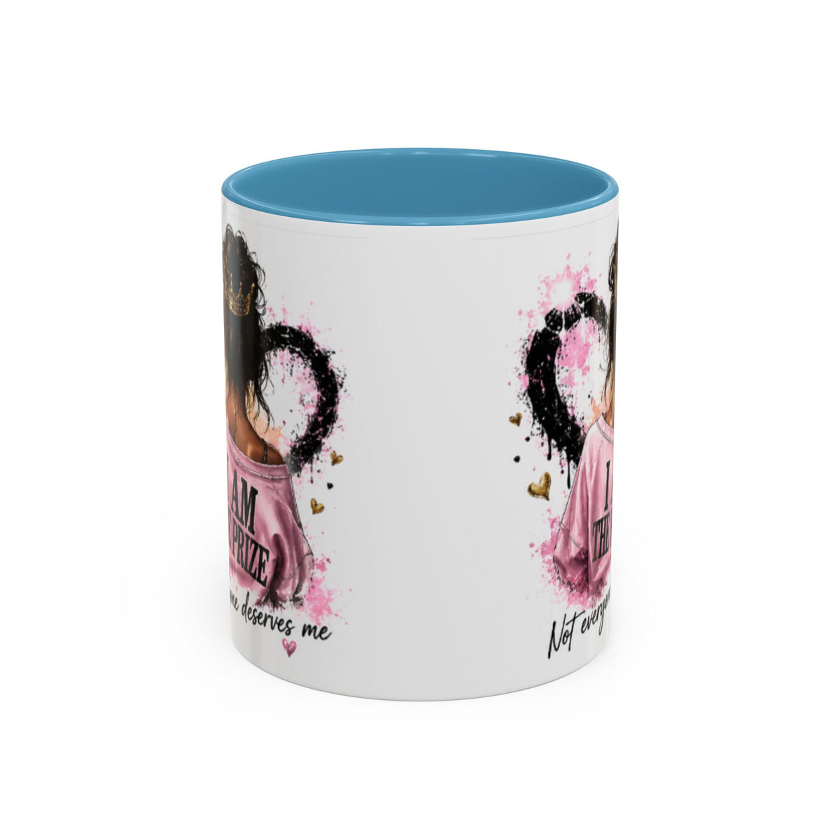 Accent Coffee Mug — "I Am The Prize" Floral Heart Design (11/15oz)